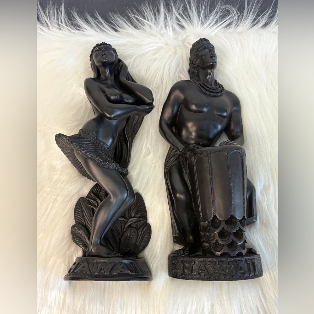 Hawaiian Black Art Sculptures 2pc